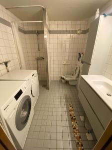 奥斯陆Guesthouse - Oslo Centrum的一间带洗衣机和卫生间的浴室