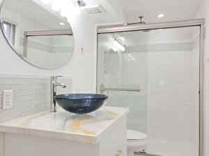 博伊西New on Bsu Campus 3 beds Fully Remodeled的一间带一个碗水槽和淋浴的浴室