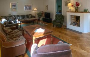 特拉诺斯Nice Home In Trans With Wifi的带沙发和壁炉的客厅