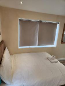 贝克斯利黑思Beautiful private en-suite room with its own entry的卧室配有白色的床和窗户