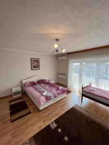 ŽiviniceApartmani Hadžić的一间卧室设有一张大床和一个窗户。