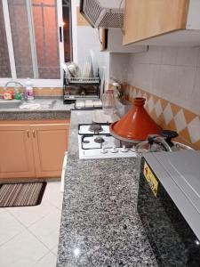 阿加迪尔أكادير حي السلام的厨房配有带茶壶的炉灶