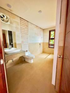 皮皮岛Phi Phi Mountain Beach Resort SHA Certified的一间带卫生间、水槽和镜子的浴室