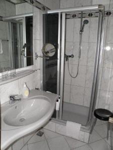 美因河畔法兰克福博格酒店的一间带水槽和淋浴的浴室