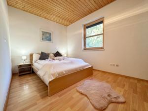 塞费尔德附近赖特Ferienhaus Sonnenberg的一间卧室设有床、窗户和地毯。