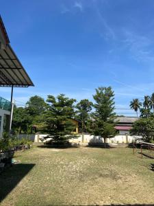 Kota BharuSafiyya Homestay的两棵树的院子和一座建筑