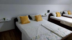 ŽiviniceAmar Apartmani,,的一间带两张床和一张沙发的卧室