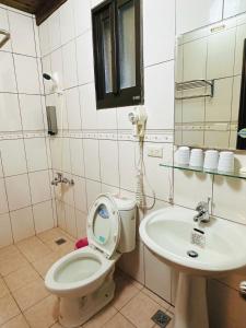 金宁乡時光旅舍古厝一館的一间带卫生间和水槽的浴室