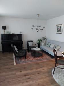 拉赫蒂Villa Helena的带沙发和钢琴的客厅
