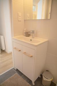 圣纳泽尔Le Marais - Appart'Escale的白色的浴室设有水槽和镜子