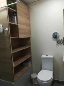 丰沙尔Cc39 -Q1的一间带卫生间和木制架子的浴室