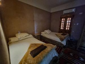锡瓦SEMIRAmis Siwa的客房设有两张床和窗户。