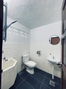 安顺Comfort Semi D House, 1 min to Town by Mr Homestay的一间带卫生间和水槽的浴室