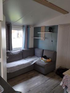 滨海皮里亚克MOBIL HOME的带沙发和窗户的客厅