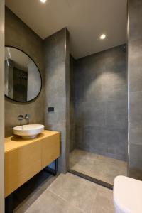 奥斯特韦克12A, Luxe & Uniek - Bioscoopzaal - Terras - Uitzicht的一间带水槽和淋浴的浴室