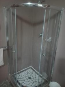 Mount PleasantEmerald Hill Cottage的浴室内带玻璃淋浴间