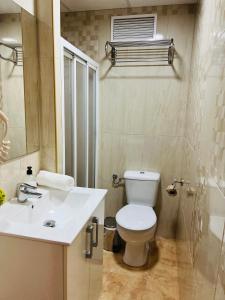 科尔多瓦APARTAMENTO LOS CAPUCHINOS的浴室配有白色卫生间和盥洗盆。