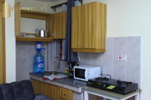 RuiruPremier Stays Ruiru的厨房配有带微波炉和水槽的台面
