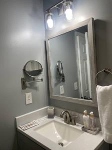 查塔努加Downtown Home in Chattanooga的一间带水槽和大镜子的浴室