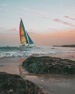 科威特Argan Al Bidaa Hotel and Resort , Kuwait的海滩上的帆船