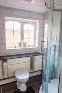 TettenhallComfort at Keldy的一间带卫生间和玻璃淋浴间的浴室