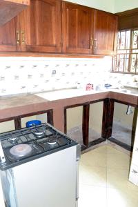Njeruolive Palm Suites的厨房配有炉灶和台面