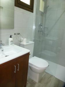 里瓦德塞利亚La Casina de Torra的浴室配有卫生间、淋浴和盥洗盆。