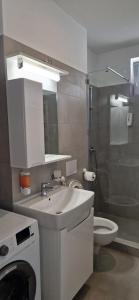 蒂米什瓦拉Olympus Residence的浴室配有白色水槽和卫生间。