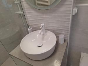 蒂米什瓦拉Riverside 1的浴室设有白色水槽和镜子