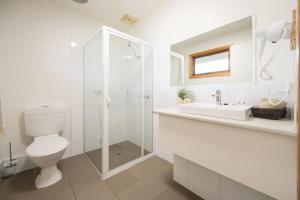 坎贝尔港阿德湖汽车旅馆的白色的浴室设有卫生间和水槽。