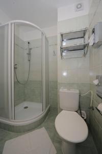帕尔杜比采兹拉塔斯提卡酒店的浴室配有白色卫生间和淋浴。
