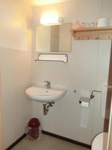 埃姆登科勒巴哈霍夫酒店的浴室设有白色水槽和镜子