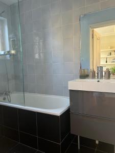 伦敦伦敦家庭花园旅馆的带浴缸、水槽和镜子的浴室