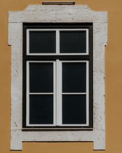里斯本AlmaLusa Alfama的建筑物一侧的窗户