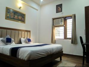 阿格拉Taj Classic Agra的一间卧室设有一张大床和窗户