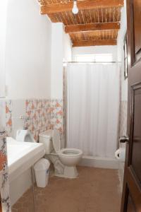 伊察HAWKA的浴室配有卫生间、盥洗盆和淋浴。