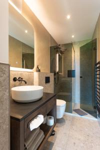 齐勒谷地里德Fankhauser Apartments的一间带水槽和淋浴的浴室