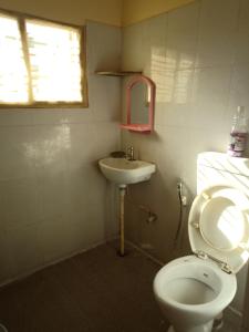 班加罗尔Bangalore homestay的一间带卫生间和水槽的小浴室