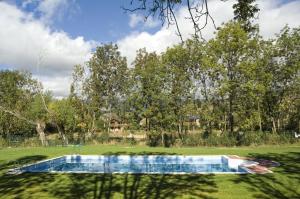 利维亚阿尔伯格安娜玛利亚哈内尔酒店的一片树木繁茂的空游泳池