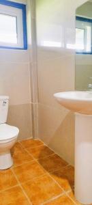 ‘OhonuaToafa Lodge的一间带卫生间和水槽的浴室