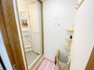 德岛Reinahill - Vacation STAY 67171v的一间带镜子和步入式淋浴间的浴室