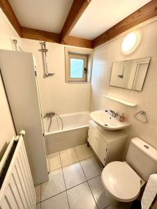 文代讷泽帕克海伦德克公寓的浴室配有盥洗盆、卫生间和浴缸。