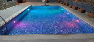 杰里科Mahdi villa مهدي فيلا的游泳池里拥有蓝色的水和灯光