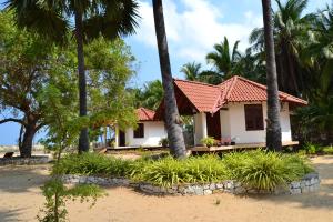 卡尔皮蒂耶Nirukthie Beach Resort & Restaurant的棕榈树海滩上的房子