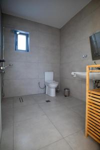 斯基罗斯岛Kotinos Luxury Suites的一间带卫生间和水槽的浴室