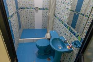 马尔多纳多港La Torre Valsai的浴室设有蓝色的卫生间和水槽。