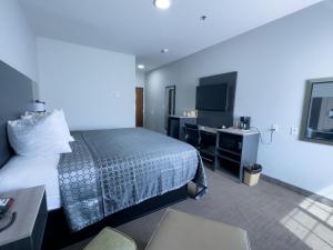 Madill马迪尔美国酒店的配有一张床和一台平面电视的酒店客房