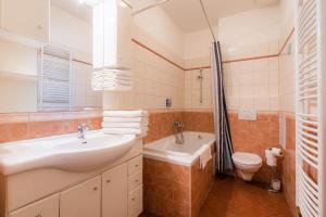 布拉格EA ApartHotel Melantrich的一间带水槽和卫生间的浴室