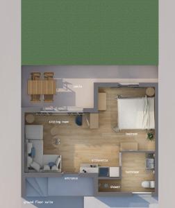 季亚科普通斯塔文托公寓的小型公寓的平面图,设有一间卧室