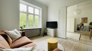 哥本哈根ApartmentInCopenhagen Apartment 1563的带沙发和电视的客厅